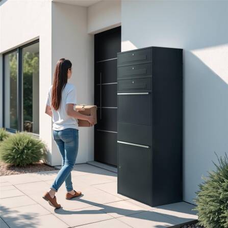 Metzler Paketbox XL mit 3 Briefkästen | Paketkasten rostfrei | Bispo Max