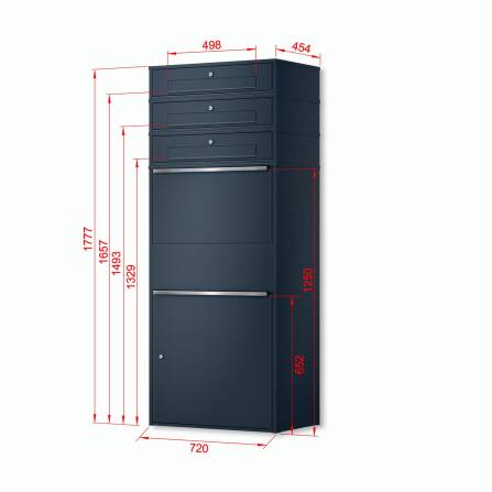 Metzler Paketbox XL mit 3 Briefkästen | Paketkasten rostfrei | Bispo Max