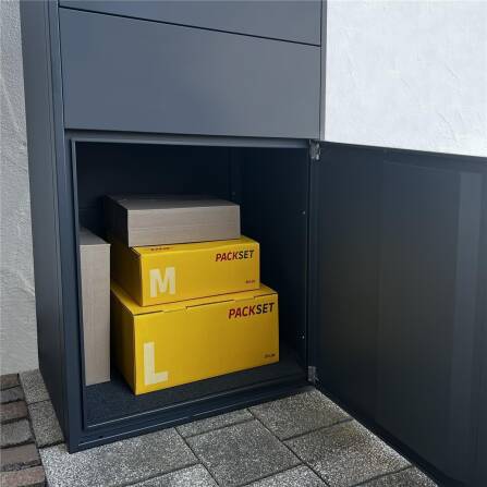 Metzler Paketbox XL mit Briefkasten | Mit austauschbarem Namensschild | Bispo Max RE