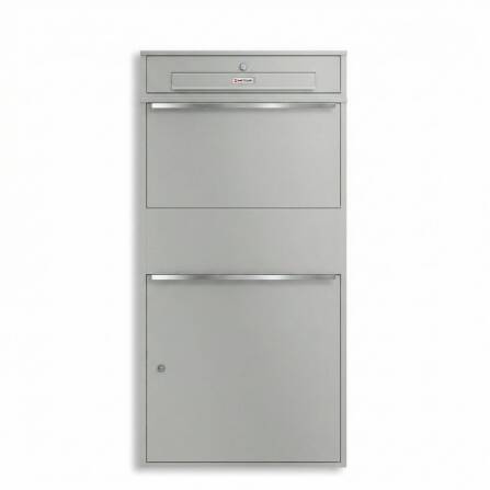 Metzler Paketbox XL mit Briefkasten | Mit austauschbarem Namensschild | Grau | Bispo Max RE