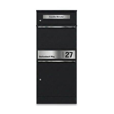 Metzler Cassetta per pacchi con cassetta postale | personalizzata con incisione | targhetta nome in acciaio inox | con fessura per lettere | Bispo 2