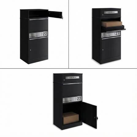 Metzler Cassetta per pacchi con cassetta postale | personalizzata con incisione | targhetta nome in acciaio inox | con fessura per lettere | Bispo 2