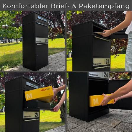 Metzler Cassetta per pacchi con cassetta postale | personalizzata con incisione | targhetta nome in acciaio inox | con fessura per lettere | Bispo 2