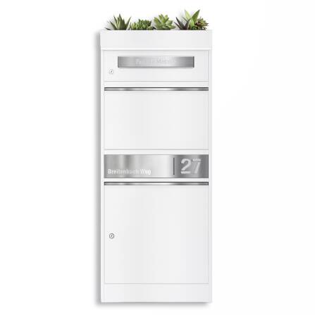 Metzler Pflanzdach für Paketbox | Dachbegrünung für Paketbriefkasten | Verkehrsweiß | für Modellreihe Bispo