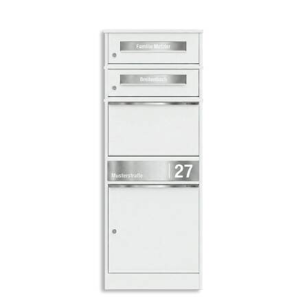 Metzler Boîte à colis avec 2 boîtes aux lettres |  personnalisée avec gravure | Plaques de nom en acier inoxydable | Bispo 2