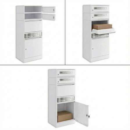 Metzler Boîte à colis avec 2 boîtes aux lettres |  personnalisée avec gravure | Plaques de nom en acier inoxydable | Bispo 2