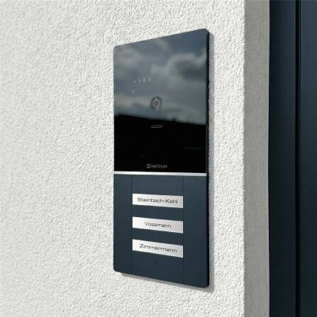 Metzler XDM10 Video-Türsprechanlage mit austauschbarem Namensschild | Komplettset | 2-Draht | 3 Klingeltaster | RAL 7016 Anthrazit | Maxior