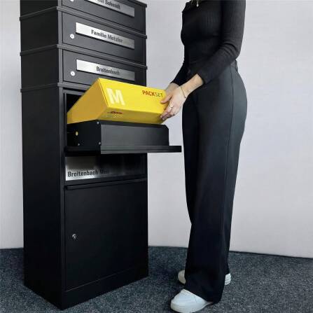 Metzler Boîtes à colis avec 3 boîtes aux lettres | personnalisée avec gravure | Plaque de nom en acier inoxydable | avec fente à lettres | Bispo