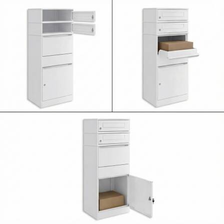 Metzler cassetta della posta e pacchi con 2 cassette postali | doppio slot per lettere | per pacchi fino alla taglia M | inox | Bispo