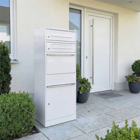 Metzler cassetta della posta e pacchi con 2 cassette postali | doppio slot per lettere | per pacchi fino alla taglia M | inox | Bispo