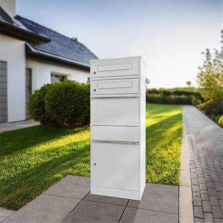 Metzler cassetta della posta e pacchi con 2 cassette postali | doppio slot per lettere | per pacchi fino alla taglia M | inox | Bispo