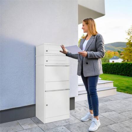 Metzler cassetta della posta e pacchi con 2 cassette postali | doppio slot per lettere | per pacchi fino alla taglia M | inox | Bispo