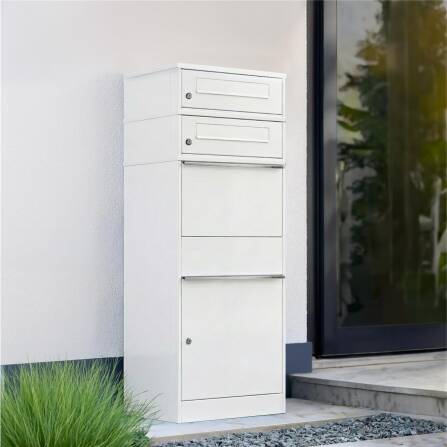 Metzler cassetta della posta e pacchi con 2 cassette postali | doppio slot per lettere | per pacchi fino alla taglia M | inox | Bispo