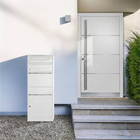 Metzler cassetta della posta e pacchi con 2 cassette postali | doppio slot per lettere | per pacchi fino alla taglia M | inox | Bispo