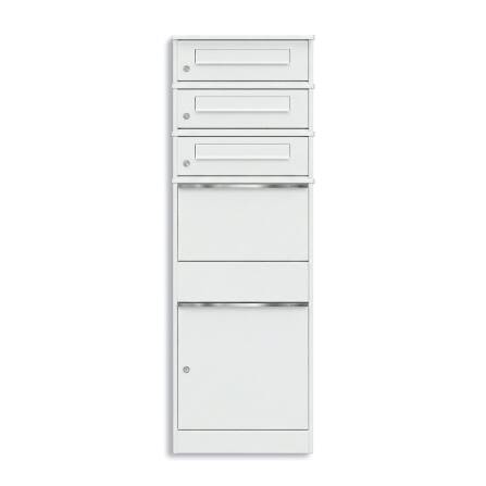 Metzler Paketbox mit 3 Briefkästen | dreifacher Briefeinwurf | für Pakete bis zur Größe M | rostfrei | Weiß | Bispo