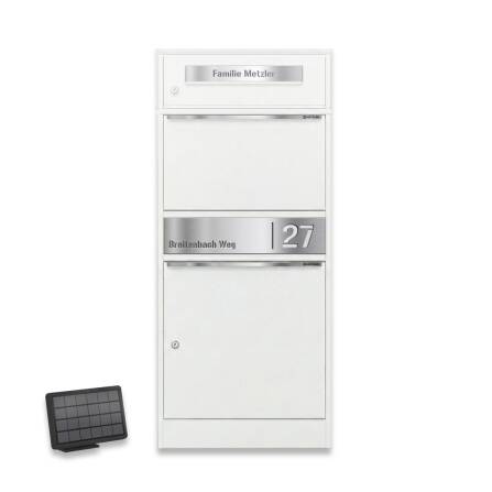 Metzler Boîte à colis et aux lettres | LED | personnalisée avec gravure | Plaques de nom en acier inoxydable | avec fente à lettres | Bispo 2