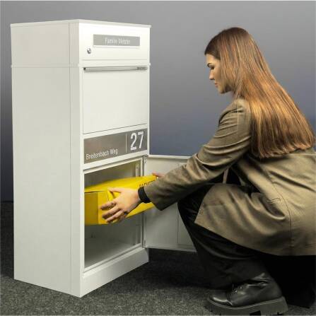 Metzler Boîte à colis et aux lettres | LED | personnalisée avec gravure | Plaques de nom en acier inoxydable | avec fente à lettres | Bispo 2