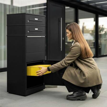 Metzler cassetta per pacchi con 2 cassette per lettere con targhette dei nomi intercambiabili | per pacchi fino alla misura M | Bispo RE