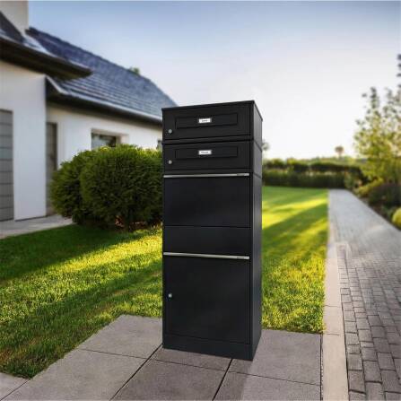 Metzler cassetta per pacchi con 2 cassette per lettere con targhette dei nomi intercambiabili | per pacchi fino alla misura M | Bispo RE