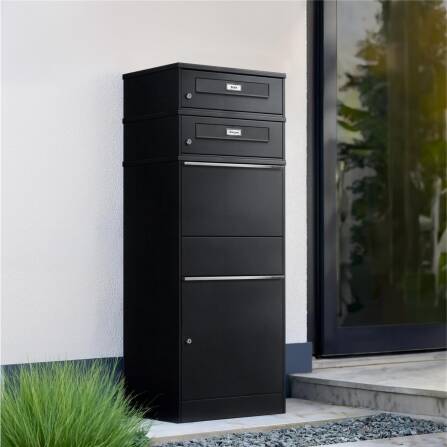 Metzler cassetta per pacchi con 2 cassette per lettere con targhette dei nomi intercambiabili | per pacchi fino alla misura M | Bispo RE