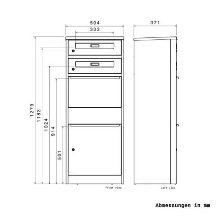 Metzler cassetta per pacchi con 2 cassette per lettere con targhette dei nomi intercambiabili | per pacchi fino alla misura M | Bispo RE