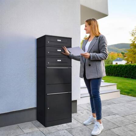 Metzler cassetta pacchi con 3 cassette postali con targhette nominative intercambiabili | per pacchi fino alla dimensione M | Bispo RE