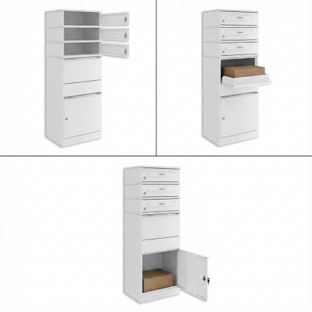 Metzler Boîte à colis avec 3 compartiments pour lettres et plaques de nom échangeables | pour colis jusquà taille M | Bispo RE