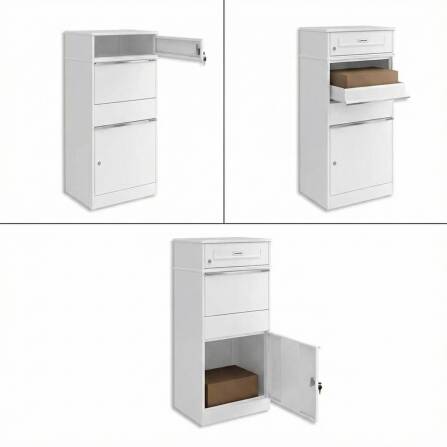 Metzler Paketbox mit austauschbarem Namensschild | für Pakete bis zur Größe M | Verkehrsweiß | Bispo RE