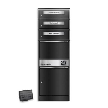 Metzler Boîte à colis avec 3 compartiments pour lettres | personnalisée avec gravure | Plaque de nom en acier inoxydable | Fente à lettres | Bispo 2