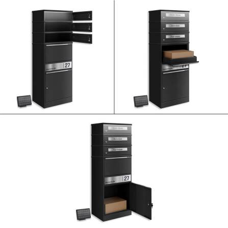 Metzler Boîte à colis avec 3 compartiments pour lettres | personnalisée avec gravure | Plaque de nom en acier inoxydable | Fente à lettres | Bispo 2