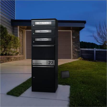 Metzler Boîte à colis avec 3 compartiments pour lettres | personnalisée avec gravure | Plaque de nom en acier inoxydable | Fente à lettres | Bispo 2