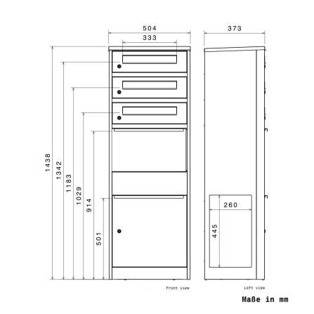 Metzler Boîte à colis avec 3 compartiments pour lettres | personnalisée avec gravure | Plaque de nom en acier inoxydable | Fente à lettres | Bispo 2