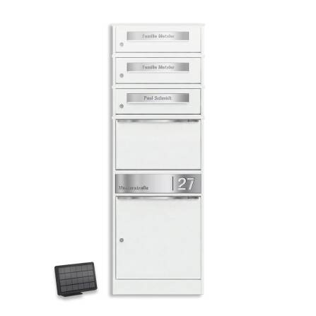 Metzler Paketbox mit 3 Briefkästen | personalisiert mit Gravur | Weiß | Bispo 2