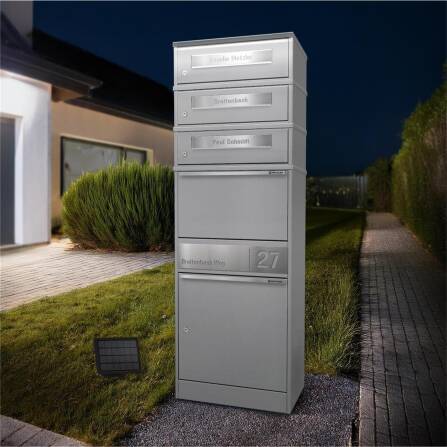 Metzler Paketbox mit 3 Briefkästen | personalisiert mit Gravur | Weiß | Bispo 2