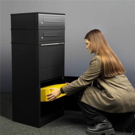 Metzler Cassetta per pacchi con due cassette postali | illuminazione a LED | doppia fessura per la posta | modello Bispo