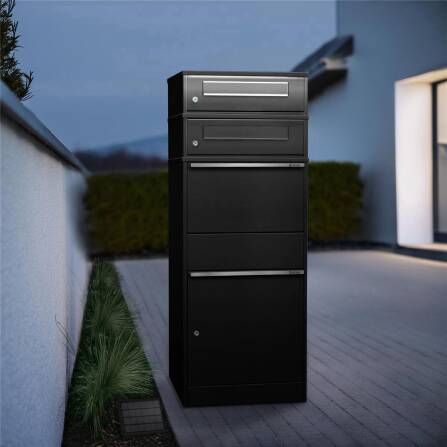 Metzler Cassetta per pacchi con due cassette postali | illuminazione a LED | doppia fessura per la posta | modello Bispo