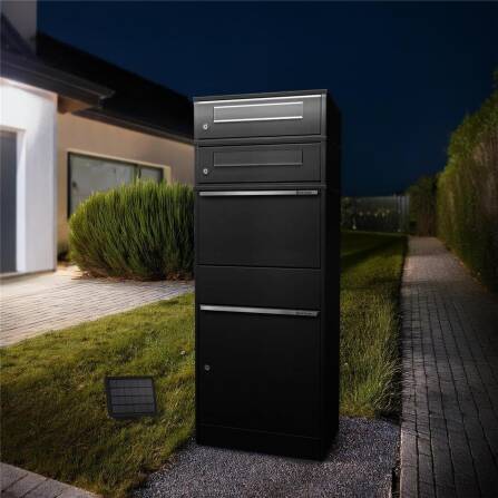 Metzler Cassetta per pacchi con due cassette postali | illuminazione a LED | doppia fessura per la posta | modello Bispo