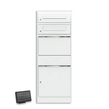 Metzler Paketbox mit 2 Briefkästen | LED | zweifacher Briefeinwurf | Weiß | Bispo