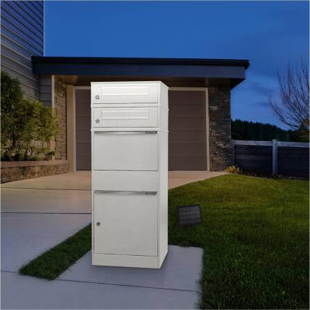 Metzler Paketbox mit 2 Briefkästen | LED | zweifacher Briefeinwurf | Weiß | Bispo