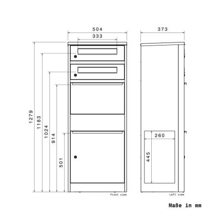 Metzler Paketbox mit 2 Briefkästen | LED | zweifacher Briefeinwurf | Weiß | Bispo