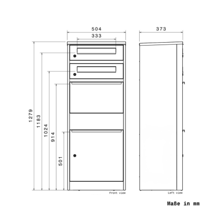 Metzler Funk-Paketbox mit Klingel & Briefkasten |  personalisiert mit Gravur | Edelstahl-Namensschilder | Weiß | Bispo Funk