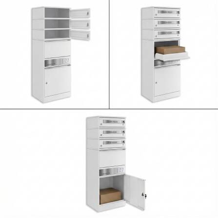 Metzler Funk-Paketbox mit Klingel & Briefkasten |  personalisiert mit Gravur | Edelstahl-Namensschilder | Weiß | Bispo Funk