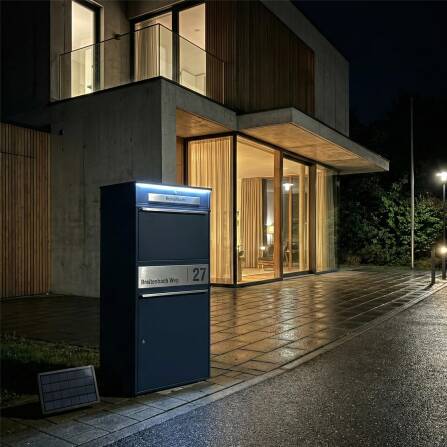 Metzler Paketbox XL mit Briefkasten | LED | personalisiert mit Gravur | RAL 7016 Anthrazit | Bispo Max 2