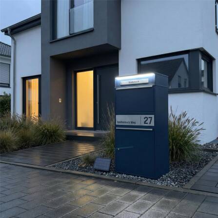 Metzler Paketbox XL mit Briefkasten | LED | personalisiert mit Gravur | RAL 7016 Anthrazit | Bispo Max 2
