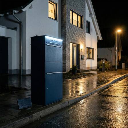 Metzler Paketbox XL mit Briefkasten | LED | personalisiert mit Gravur | RAL 7016 Anthrazit | Bispo Max 2
