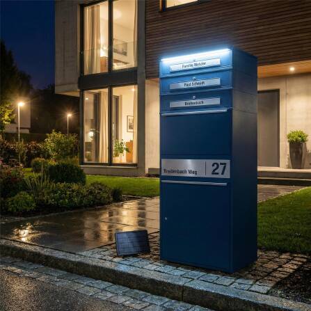 Metzler Paketbox XL mit 3 Briefkästen | LED | personalisiert mit Gravur | RAL 7016 Anthrazit | Bispo Max 2