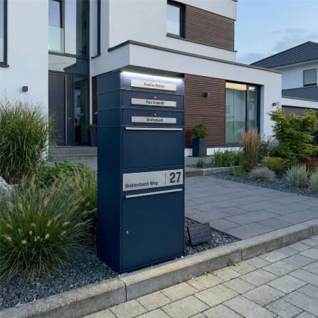 Metzler Paketbox XL mit 3 Briefkästen | LED | personalisiert mit Gravur | RAL 7016 Anthrazit | Bispo Max 2