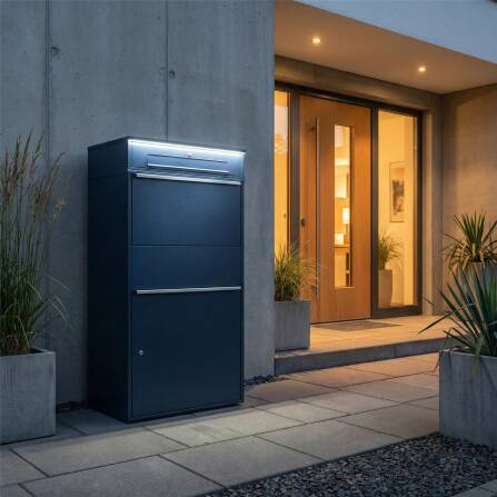 Metzler Paketbox XL mit Briefkasten | LED | RAL 7016 Anthrazit | Bispo Max 2