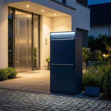 Metzler Paketbox XL mit Briefkasten | LED | RAL 7016 Anthrazit | Bispo Max 2