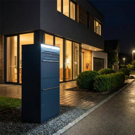 Metzler Paketbox XL mit 2 Briefkästen | LED | RAL 7016 Anthrazit | Bispo Max 2